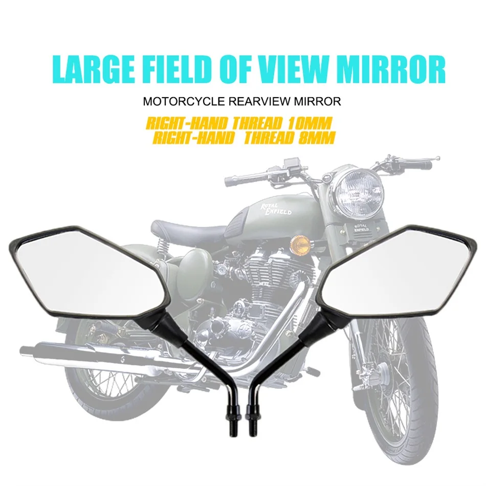 Motorcycle scooter electric bicycle bicycle universal rearview mirror convex rear wall 8mm 10mm accessories for moped alpha