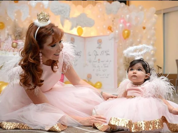 Vestido de aniversário para bebês, Tule rosa, lantejoulas douradas, Mãe, Filha, Roupa combinando, Festa infantil