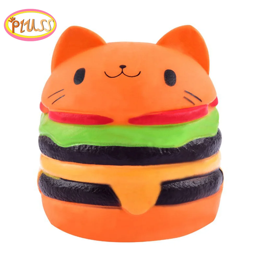 Squishy Slow Rising Pu Jumbo Cartoon Cat Hamburger Squeeze Gift Collection Stress Reliever Decor Toy