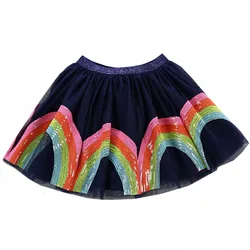 tutu Skirt Fashion Girl Print Tutu Tulle Skirt for Girls Rainbow Sequin Skirts Kids Dance Voile Tutus Girl Shiny Skirt