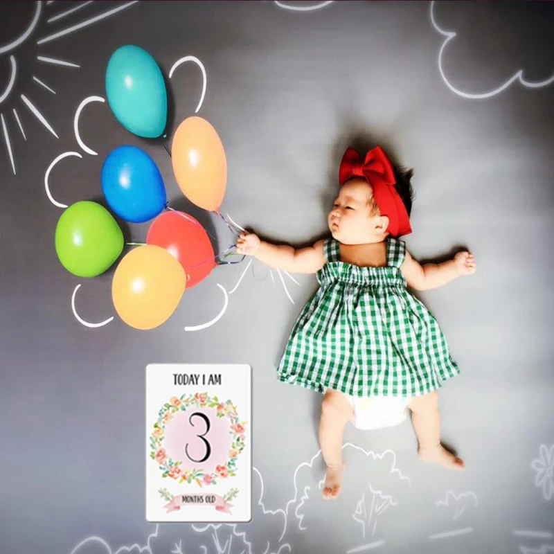 

12 Pcs Month Sticker Baby Photography Milestone Memorial Monthly Newborn Kids Commemorative Card Number Photo Props