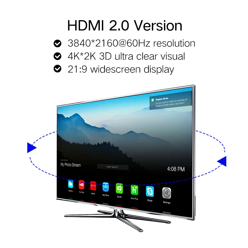 Shuliancable Câble HDMI 4K 60Hz HDMI 2.0 Câble HDR 1 m-5 m tout soutien 4 K/60Hz pour la TVHD ordinateur portable lcd XBOX PS3 1m 2m 3m 5m 7.5m 10m