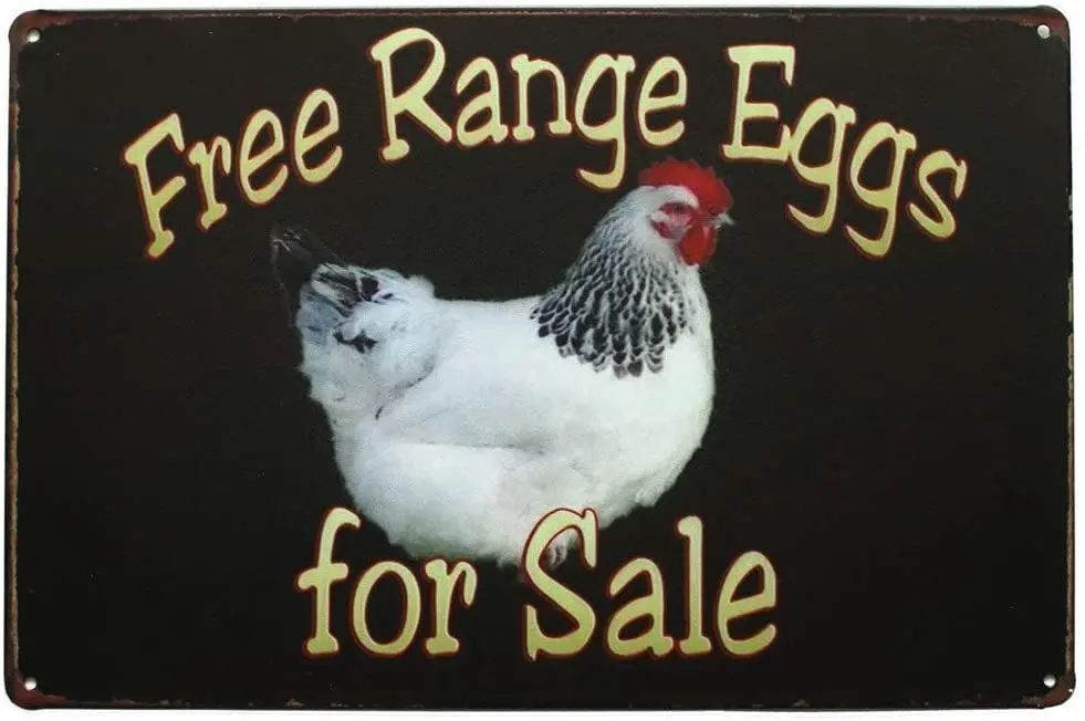 LAOJI DIBIOUR Farm Fresh Free Range Eggs for Sale Vintage Tin Metal Sign Pub Club Cafe Bar Home Wall Art Decoration Poster Retro