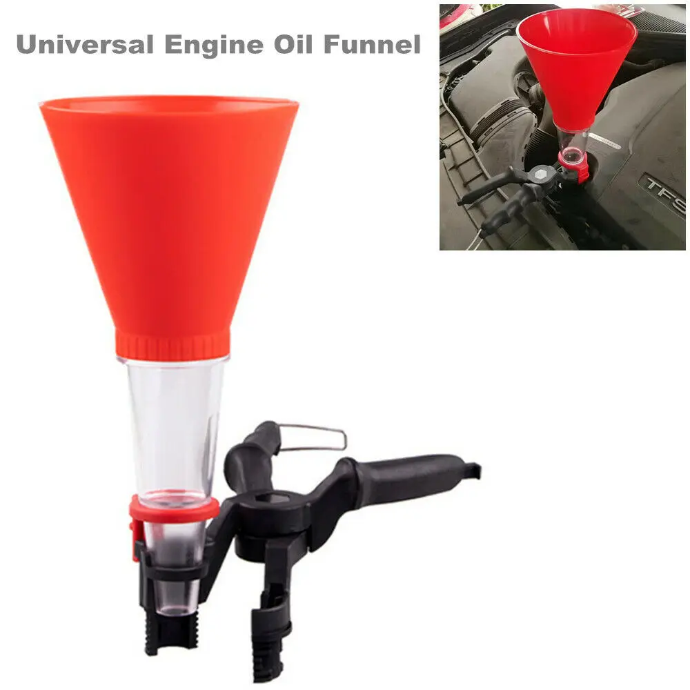 

Engine Oil Funnel Car Truck Adjustable Bracket Filling Spout Pour Replace Tool