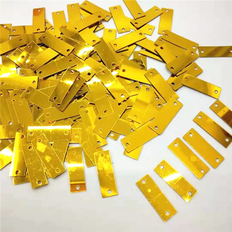 50g 6*19mm Rectangle Sequins Flat Paillettes 2 Side Holes Shoes Bags Garment Accessory DIY Crafts Golden Flakes Dark Gold