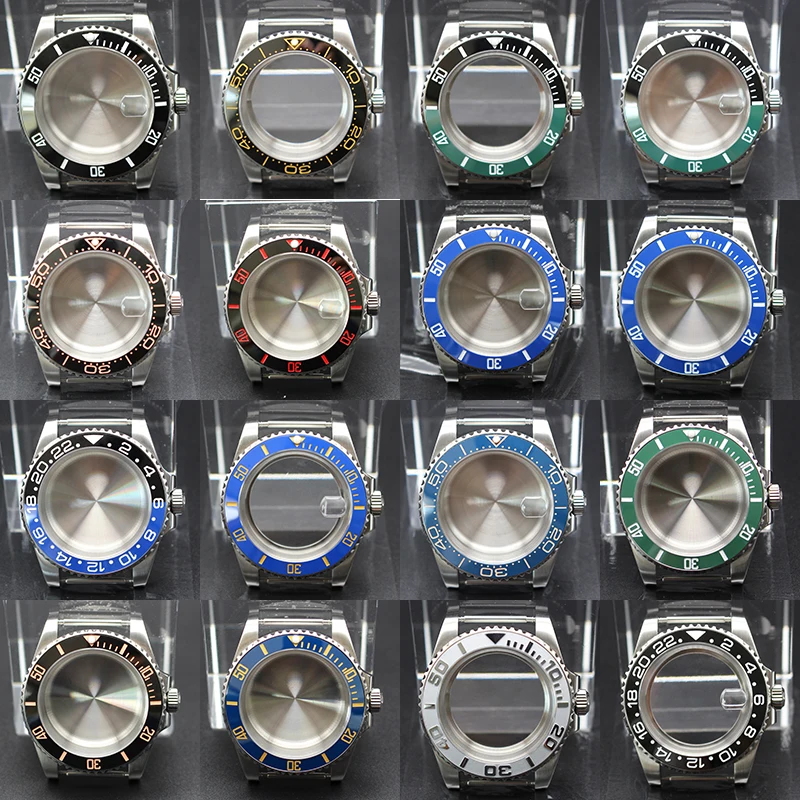 40mm Cases Men\'s Watch Ceramic Bezel Sapphire Glass Fit NH35 NH36 ETA 2824 Miyota 8215 Movement 28.5mm Dial Submariner Parts