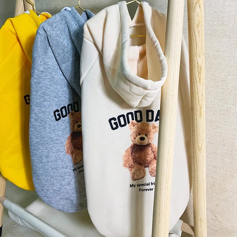 2021 zima nowe ubrania dla psów uroczy niedźwiadek animowany bluzy dla psów ubrania dla małych i dużych psów Ins ciepła odzież dla psów przebranie szczeniaka