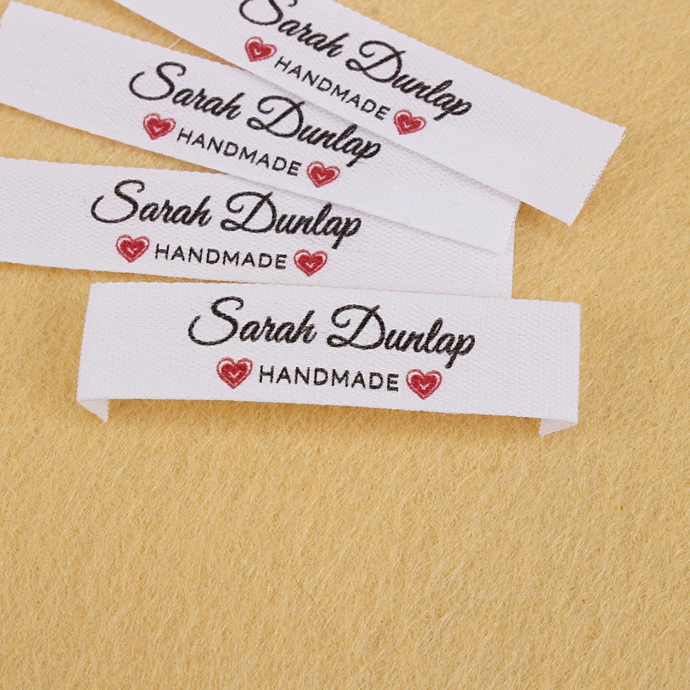 Clothing Labels, Washable, Cotton, Custom Tags, Personalized  Name, Handmade, Sewing Gift, 12mm x 60mm, With Love (MD5262)