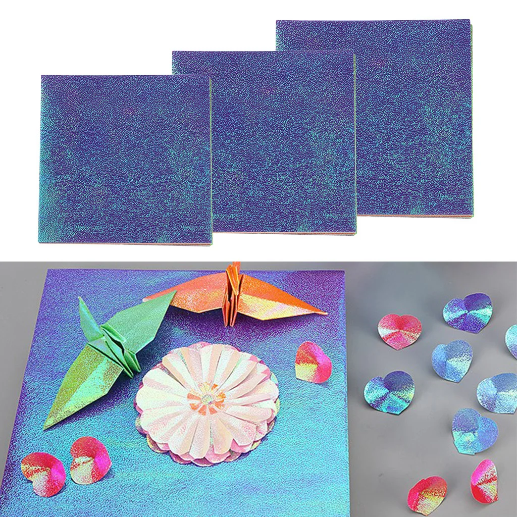 50 Sheets Mixed Colors Pearl Single Side Shining Square Origami Papers Folded Kids Handmade DIY Scrapbooking Craft Decor