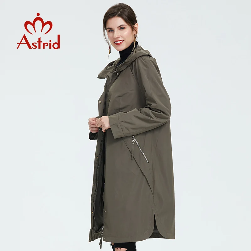 Trench Coat Spring And Autumn Women Causal coat Long Sleeve With Hood Solid color female moda muje High Quality new AS-9046