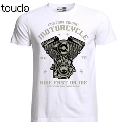 New Tops Print Letters Men T-Shirt Biker Rocker Chopper Motor Motorcycle Engine Motorrad T-Shirt  T-Shirt