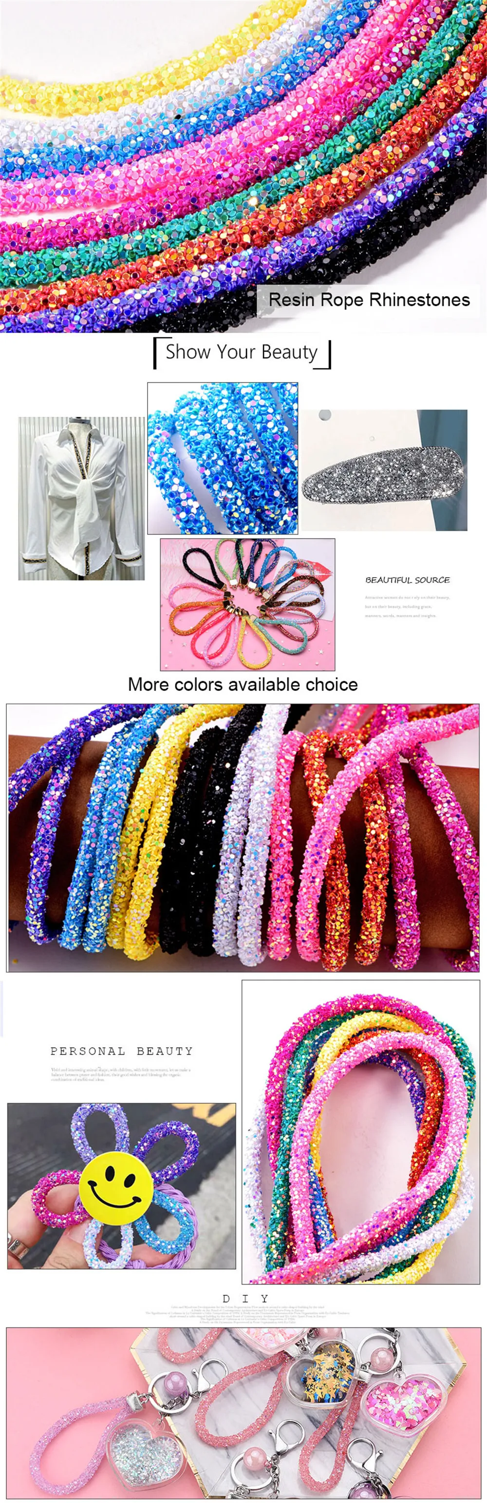 PATIKIL Sequins Rope, 5.5 Yard 6mm Sequins Rhinestone