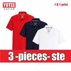 YOTEE New Summer Simple Solid Color Polo Shirt 3 Pieces Sold Together At a Lower Price Trend Short-Sleeved Lapel Top