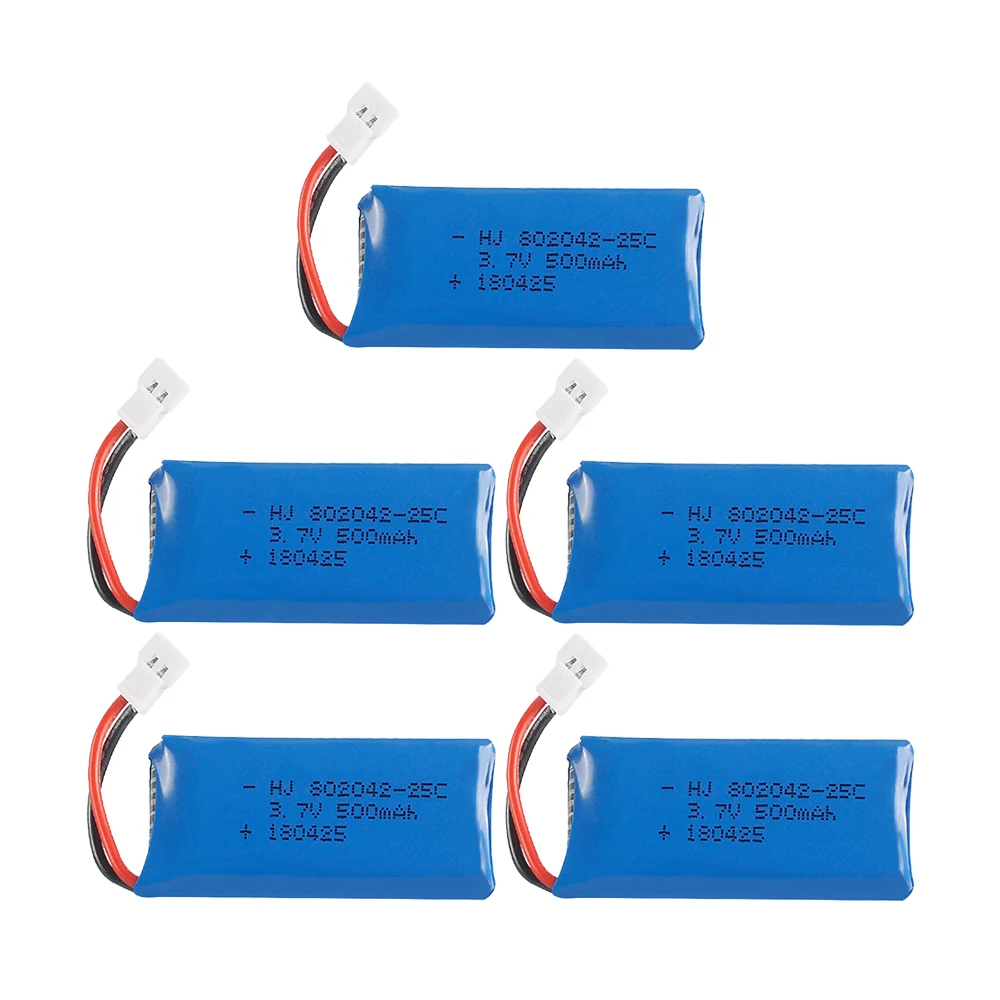 3/5/10Pcs 1s 3.7V 500mah 802542 25C Lipo Battery For Udi U816A U941 U927 H43 Wifi818 JXD385 H107 V252 F186 RC Drone Spare Parts