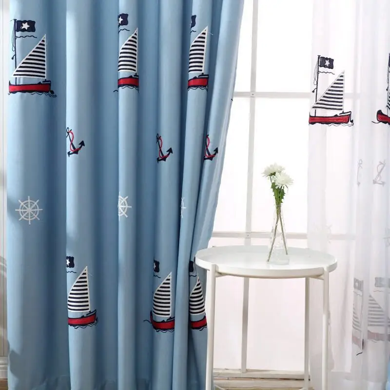 

Custom Made Bedroom Children Window Curtain Blue Boy Kids Curtains And Tulle For Living Room Blackout Embroidered Curtain