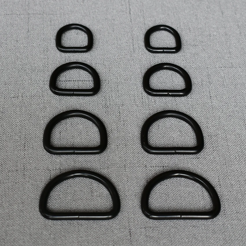 50 Pcs/Lot 15mm 20mm 25mm 32mm Black Metal Accessories D ring DIY Use For Handbag Bag Purse Strap Belt DIY Metal Buckle Hardware