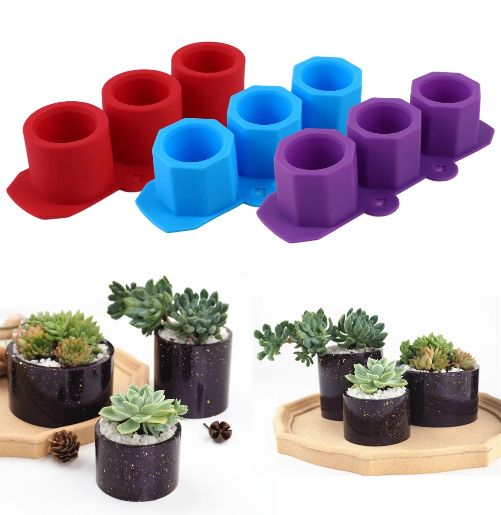 

New Square Silicone Flowerpot Mold Succulent Plant Pot Concrete Mold Geometric Gypsum Planter Candle Holder DIY Clay Cement Mold