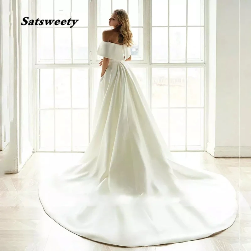 New Arrival Cheap Simple Elegant Plus Size Mermaid Wedding Dresses Off Shoulder Sweep Train Bridal Gowns Wedding Dress Vestido