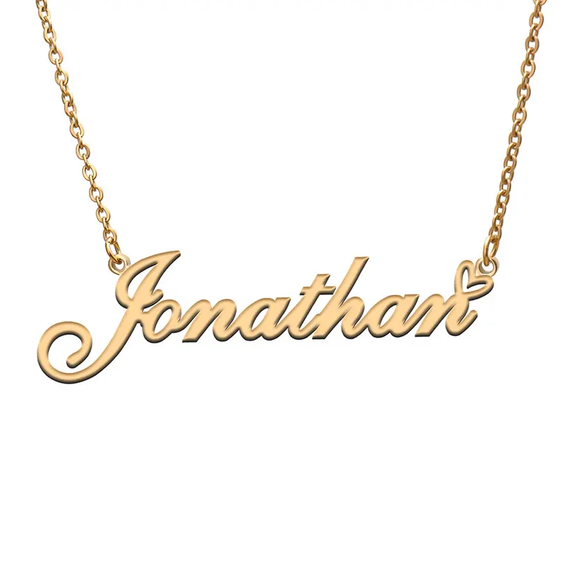 Jonathan with Heart Name Necklace for Women Stainless Steel Jewelry Nameplate Pendant Femme Mother Child Girls Gift