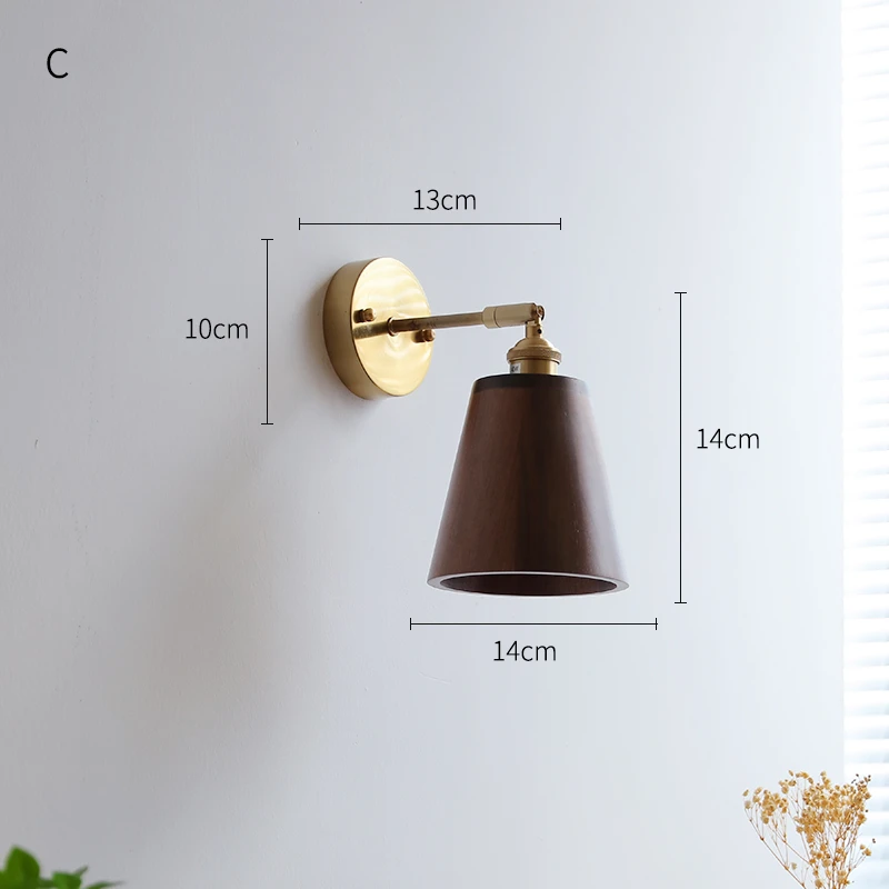 IWHD Pull Chain Wooden Wall Lamp Beside Copper Adjustable Arm Bedroom Bathroom Mirror Stair Light Nordic Modern Wall Sconce LED