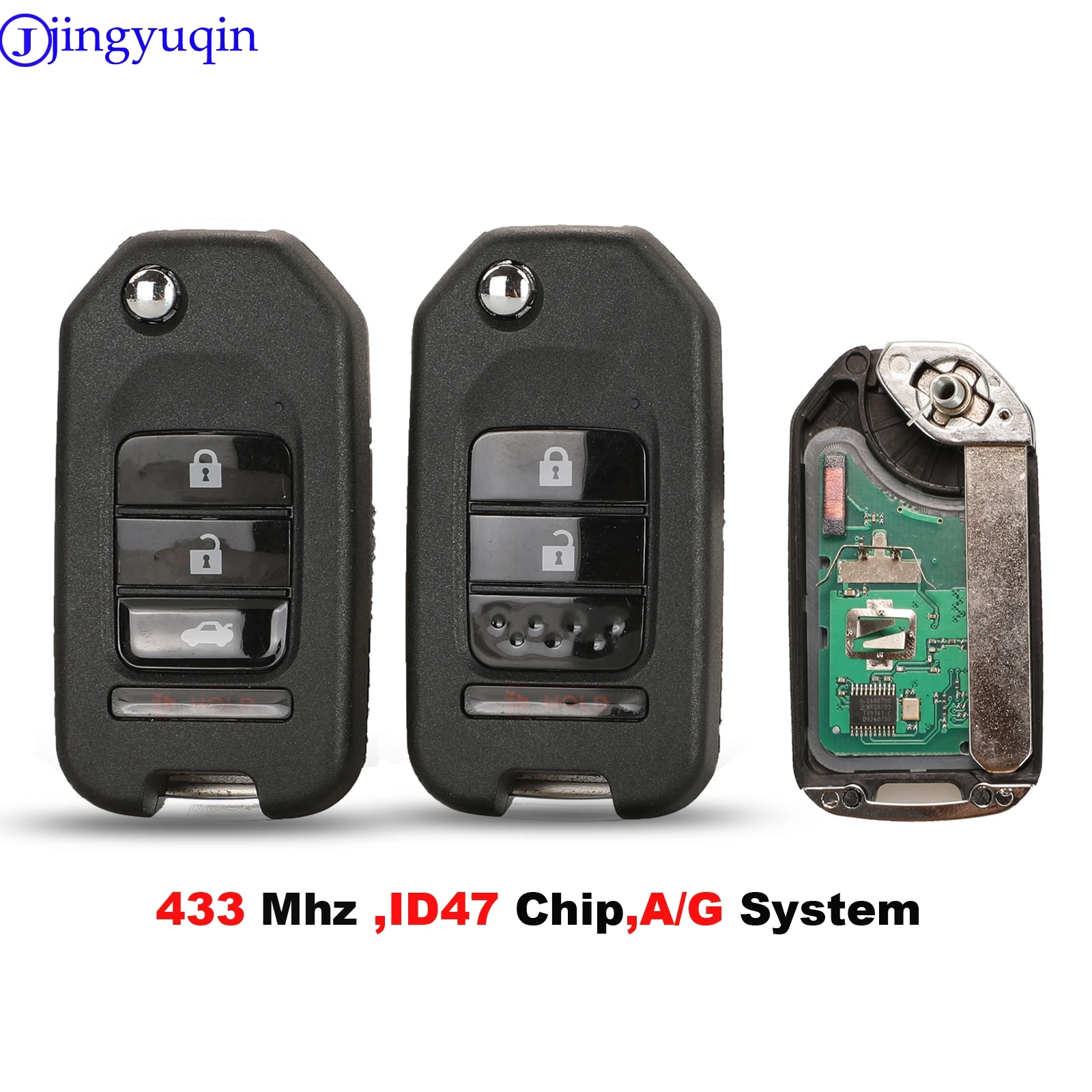 

jingyuqin 433Mhz ID47 Chip A/G System 3/4 Buttons Remote Car Key For Honda GREIZ Civic City XRV Vezel Full Key