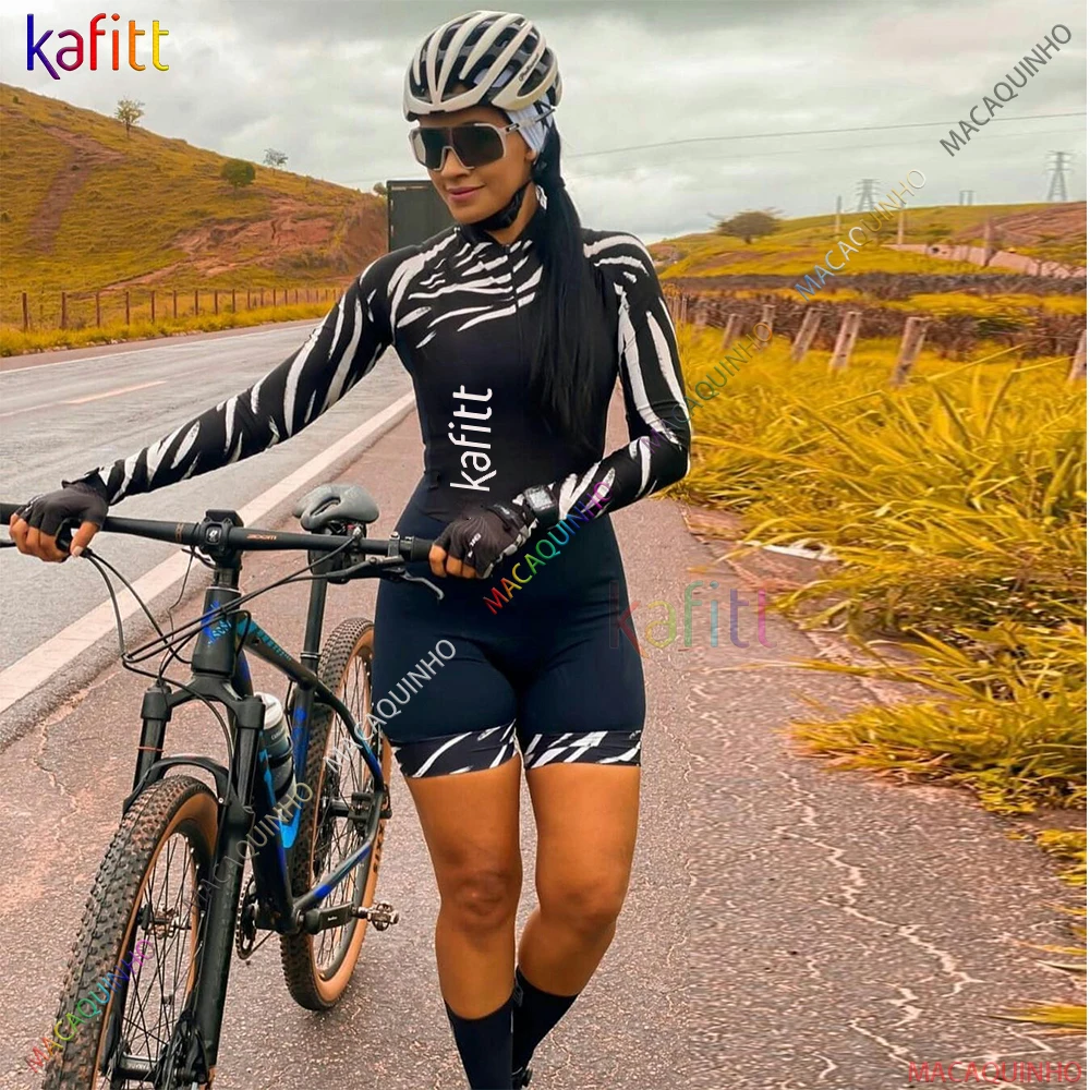 2022 Mtb Set Women's Cycling Jumpsuit Kafitt Long Sleeves Top Gel Shorts Tights