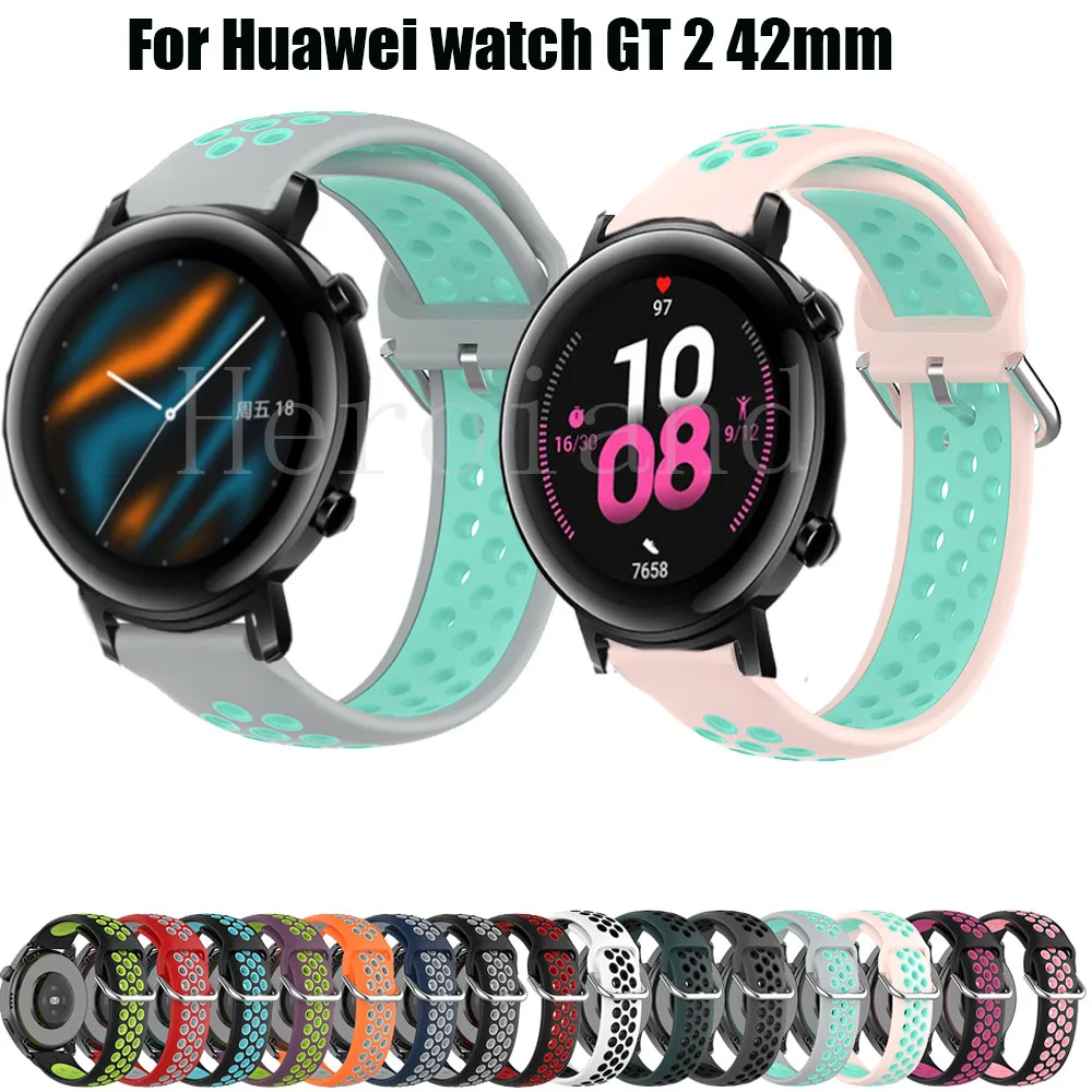 20mm WatchBand Soft Silicone Strap For Huawei watch GT 2 42mm / Honor Watch ES Honor Magic Watch2 42mm Smart Wristband Bracelet