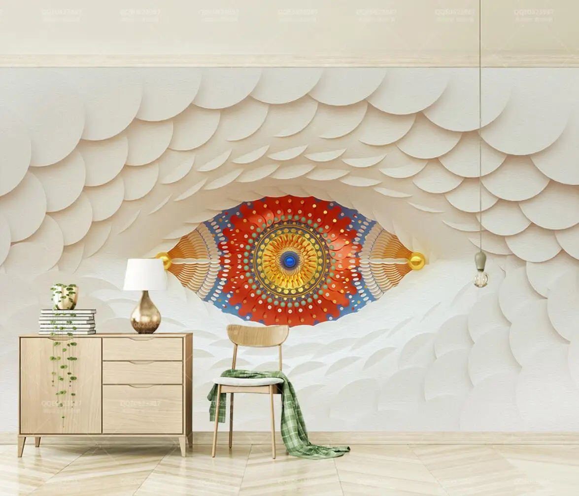 Beibehang papel de parede foto personalizada 3d pavão azul cílios pintados pintura  abstrata em óleo papel de parede decoração de casa / Utensílios para pintura  e tratamento de parede, image size:1175x1006