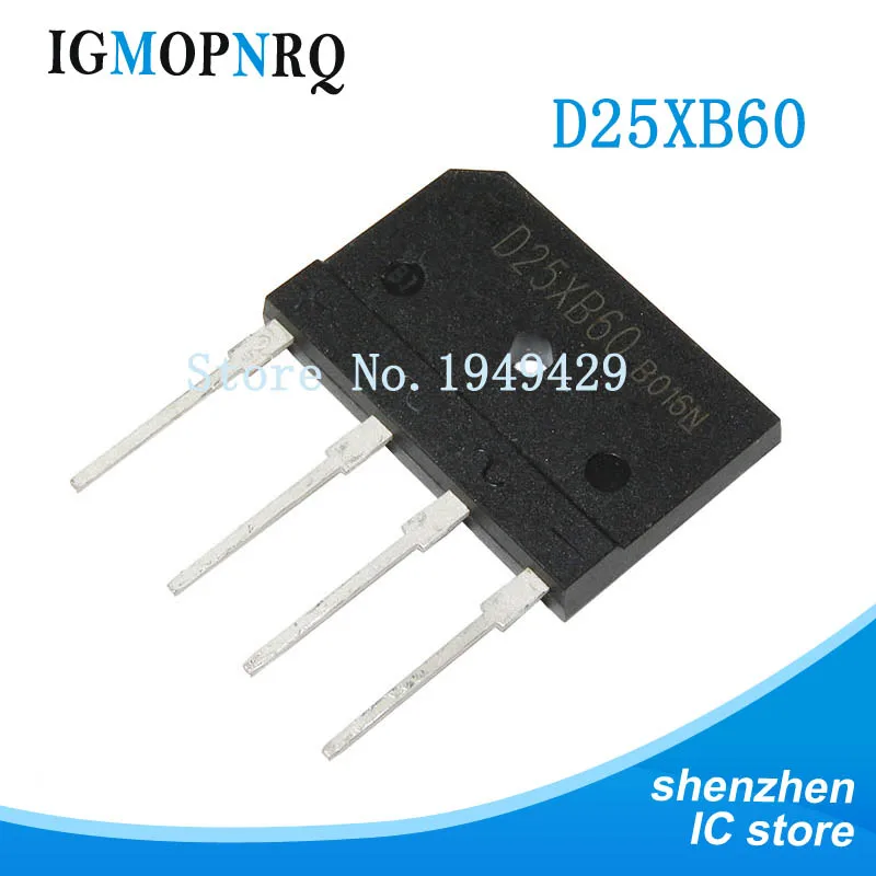 5pcs D25XB60 25XB60 600V 25A ZIP bridge rectifiers VRM = 600 IFSM = 350 new