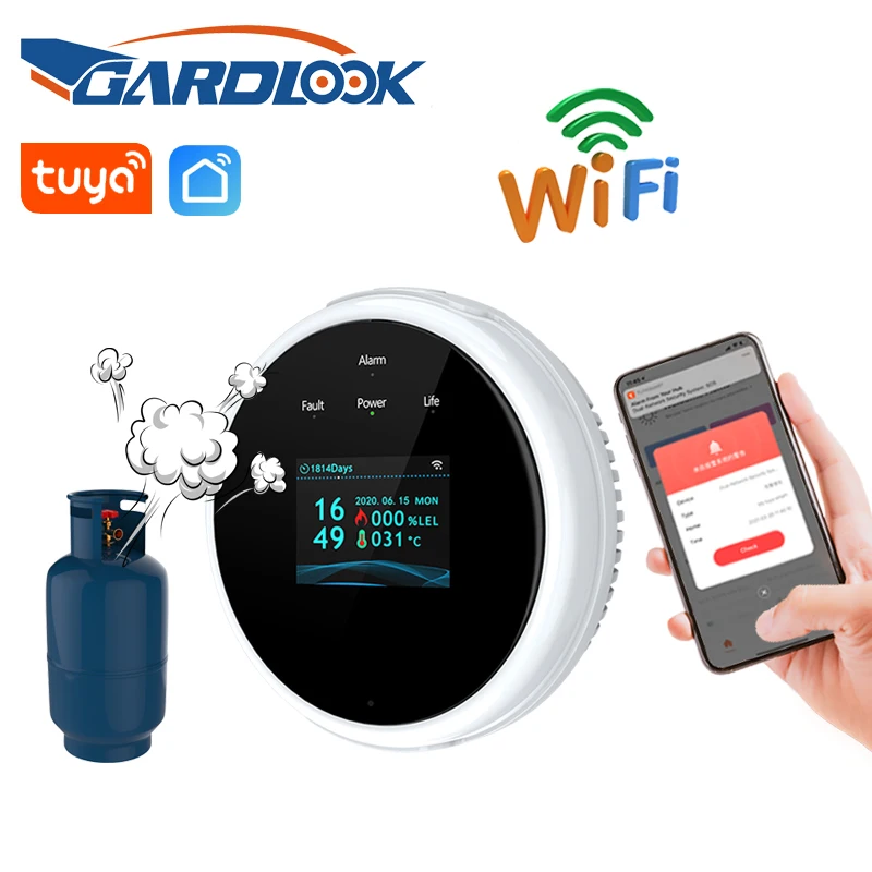 GARDLOOK WiFi LPG 가스 누출 천연 가연성 감지기 및 433MHz 가스 누출 센서 알람, 홈 보안 시스템에 옵션 사용