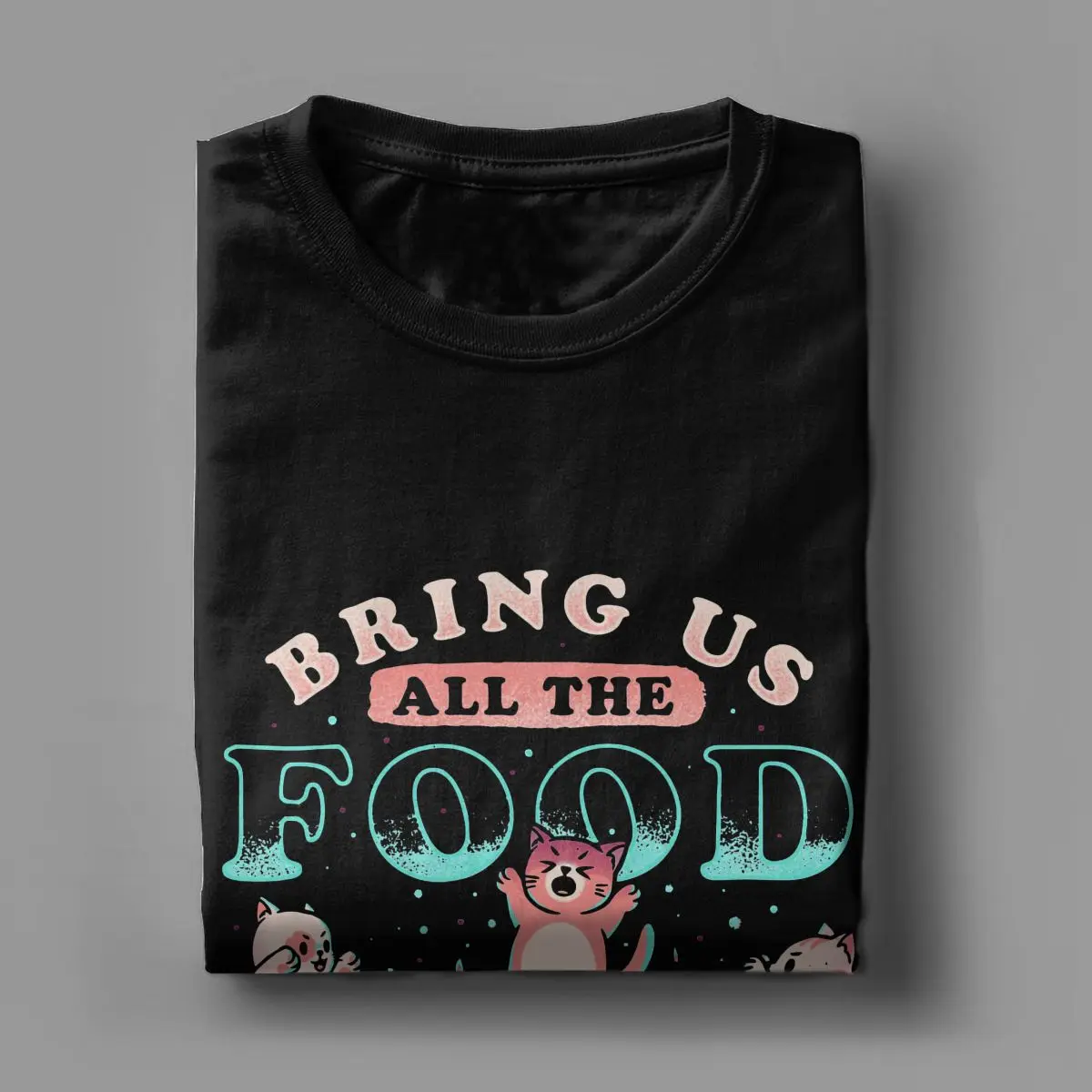 Bring Us All The Food Evil Cat T-Shirts Men Women Japanese Japan Retro T Shirt Monster Kaiju Cotton Tee Shirt New Arrival