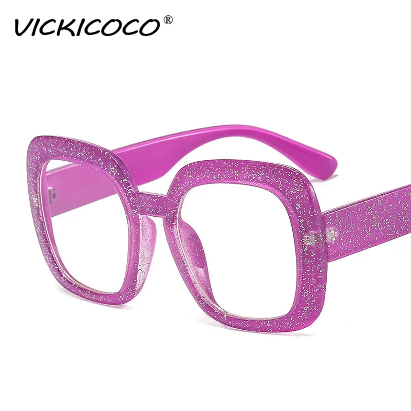 

Vintage Women Square Glasses Frames 2021 New Fashion Oversized Sunglasses Glitter Glasses Frame Eyewear Colorful Shades Oculos