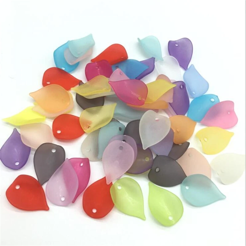 50pcs/lot new acrylic leaves beads frosted flower petal connectors for diy fashion earrings hairpin jewelry accessories