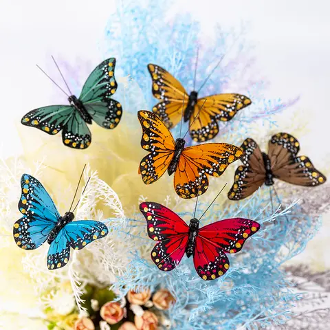 12pcs 시뮬레이션 된 페인트 깃털 장식 나비 테라스와 발코니 장식 정원 장식 나비 수제 Best5 12pcs 시뮬레이션 된 페인트 깃털 장식 나비 테라스와 발코니 장식 정원 장식 나비 수제 Best5