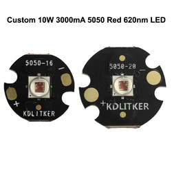 Custom 10W 3000mA 5050 Red 620nm LED Emitter with DTP Copper MCPCB (1 pc)