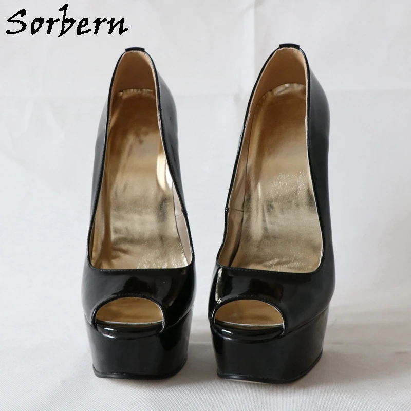 Sorbern Sexy damskie buty na wysokim obcasie pompy 18Cm platforma z wystającym palcem Slip On prawdziwej but skórzany dostosowane 20Cm 22Cm 24cm buty damskie