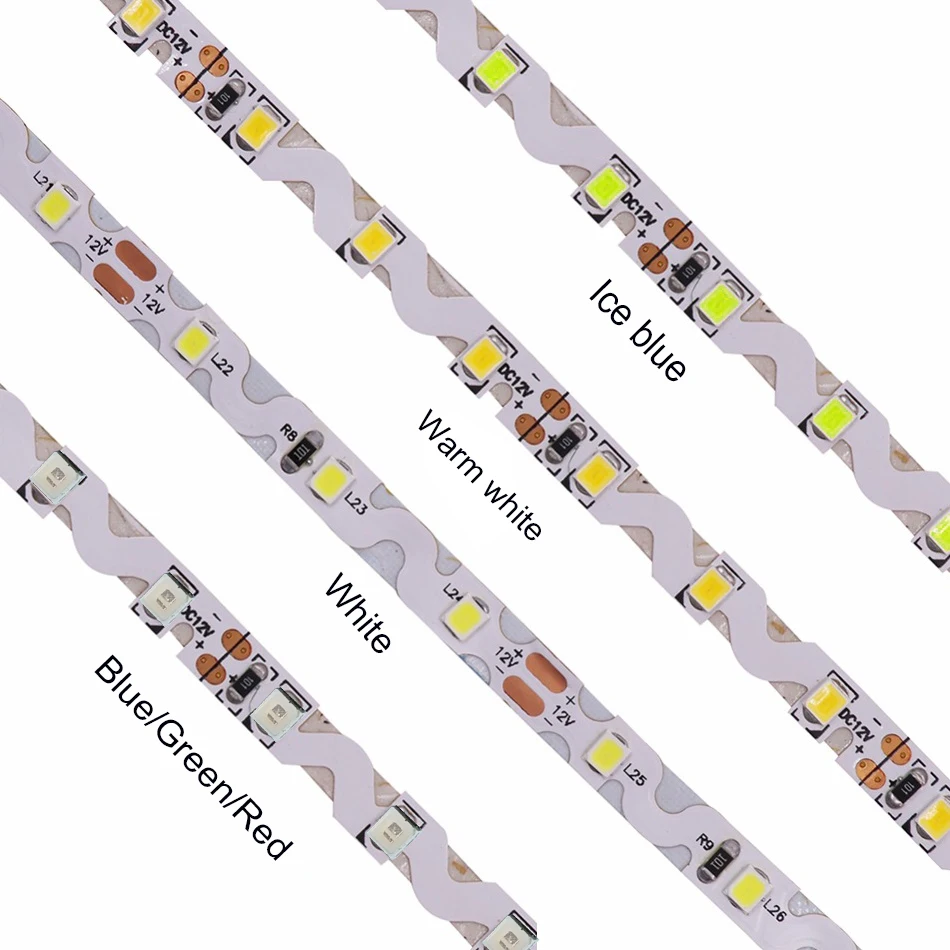 S Shape SMD 2835 Led Strip Light 5m 300 Led Ulter Bright Flexible Ribbon LED Light Strip Red/Green/Blue/White/Warm DC12V