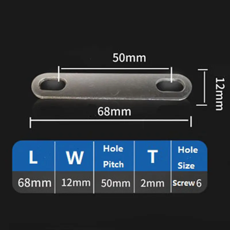 Battery Busbar Posts L68*W12*T2mm 50mm Hole Pitch For CATL CALB EVE Lishen Battery Cell Straps Clips Contacts Tabs Connecting