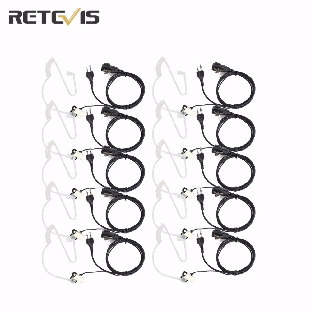 10pcs Retevis 2Pin Covert Acoustic Tube Earpiece PTT Mic Headset For MIDLAND G6/G7/G8 GXT 450/650 LXT80/112 Walkie Talkie C9020A