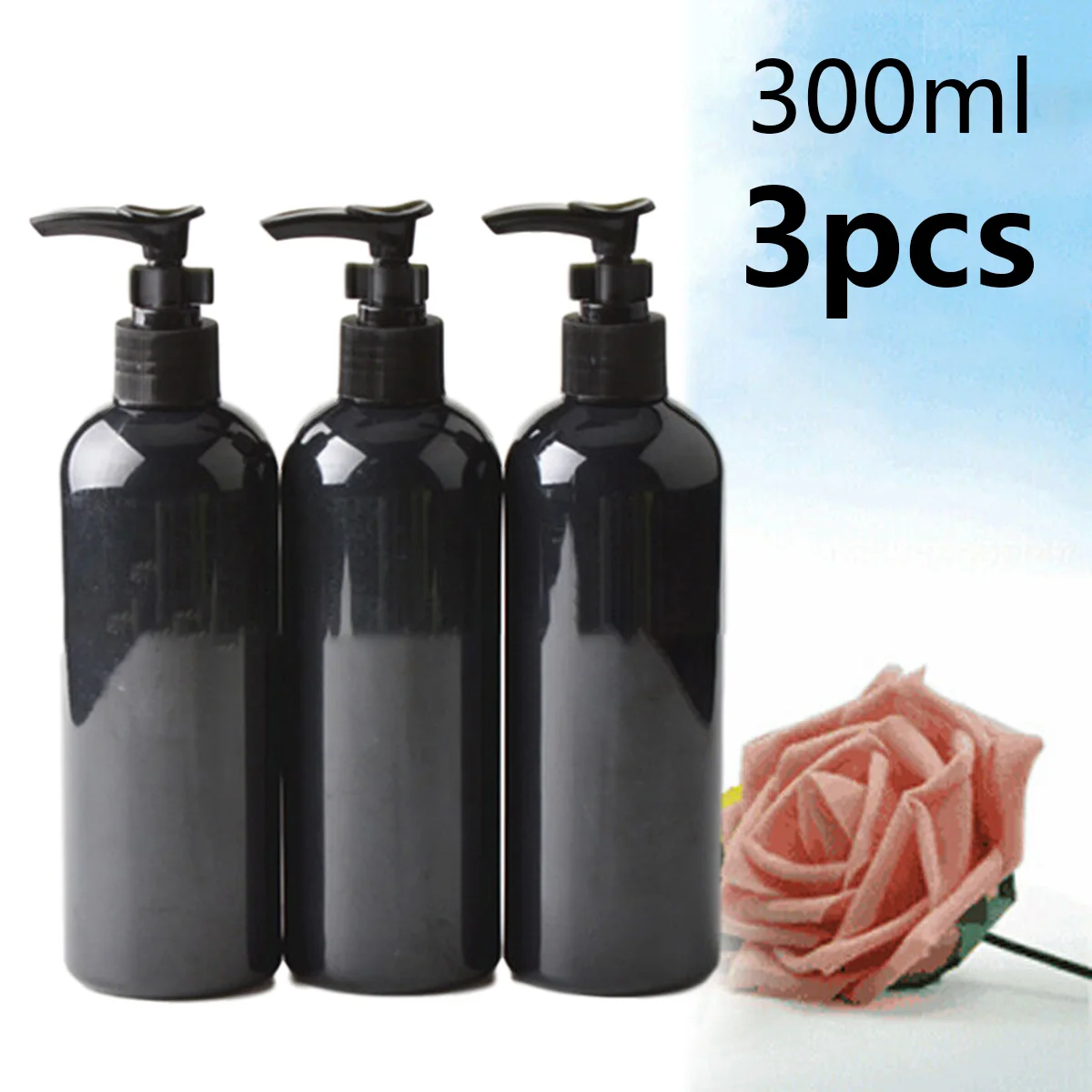 3pcs 300mL Empty Lotion Pump Bottle Pump Shampoo Soap Dispenser Refillable Water New Bathroom Portable Soap Dispensers