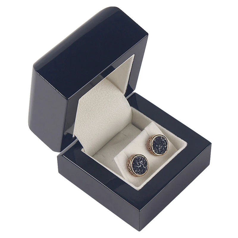 Heißer Verkauf Hochglanz Klavier Lack Finish Holz Hochzeit Ring Ohrringe Schmuck Box Kleine Luxus Schmuck Geschenk Lagerung Display Fall