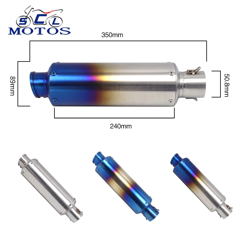 

Sclmotos- 350mm Motorcycle Exhaust Muffler Pipe Tip Tail Tube Silencer Motocross Dirt Pit Street Bike Scooter For Suzuki Yamaha