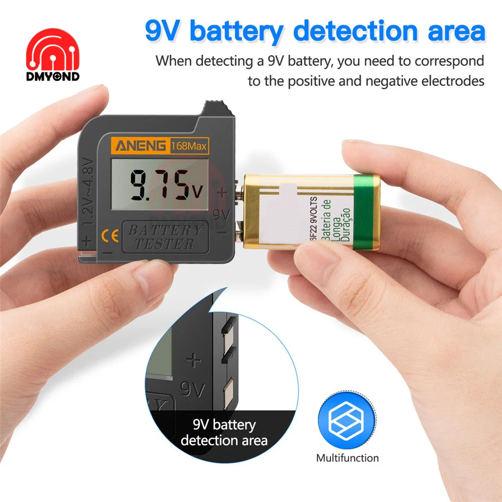 ANENG-Testeur de capacité de batterie au lithium numérique, outil de diagnostic, tension de batterie LCD, 168Max