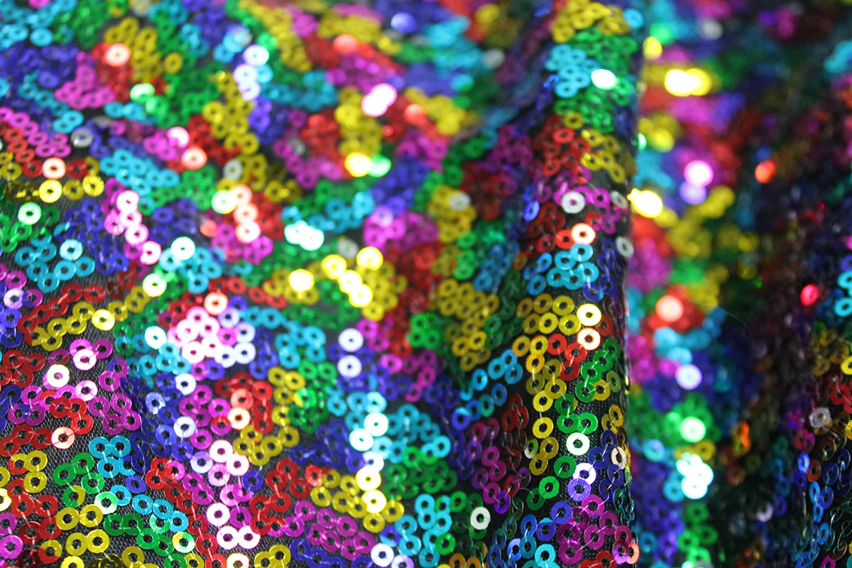 Gorgeous colorful fish scale sequin embroidered lace fabric mesh, encrypted 3mm sequins DIY clothing accessories  X1047