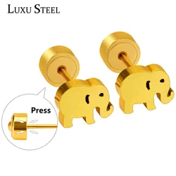 LUXUSTEEL Earrings Gold Color Cute Jewelry Animals Elephant Baby Girl Stud Earring Party Stainless Steel Earring Accessories