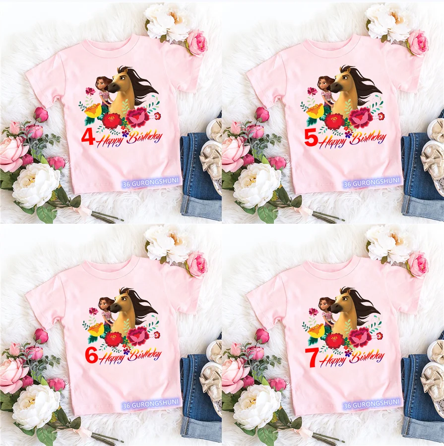 Camiseta Mustang rosa para niña – Motivo ecuestre infantil - imagen 4