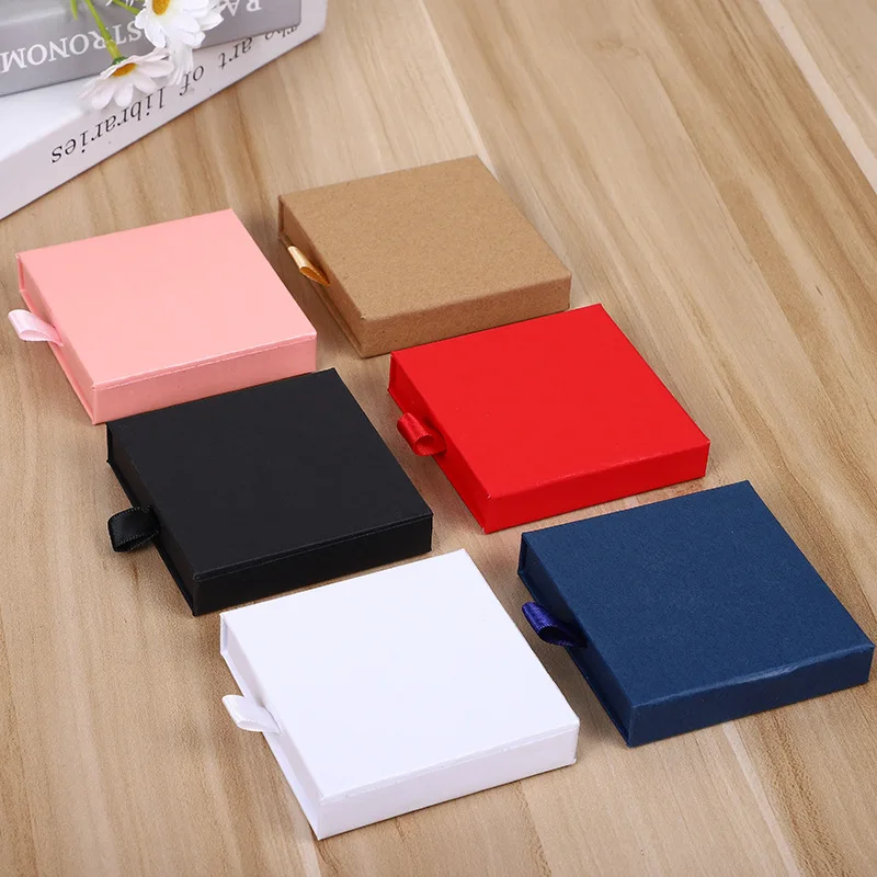 10Pcs New Arrive Thin Kraft Paper Drawer Jewelry Packaging Greeting Card Necklace Bracelet Gift Package Case Boxes Dropshipping