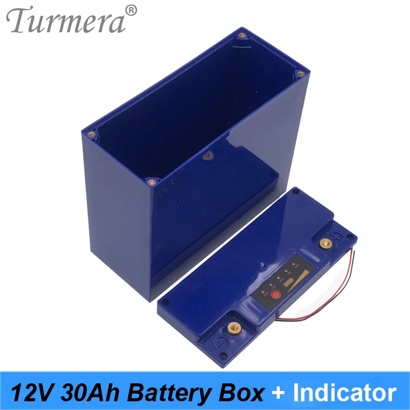 Turmera-caja de almacenamiento de batería con indicador de capacidad, 12V, 30Ah, 48 piezas, batería 18650 para fuente de alimentación incontinua de 12V