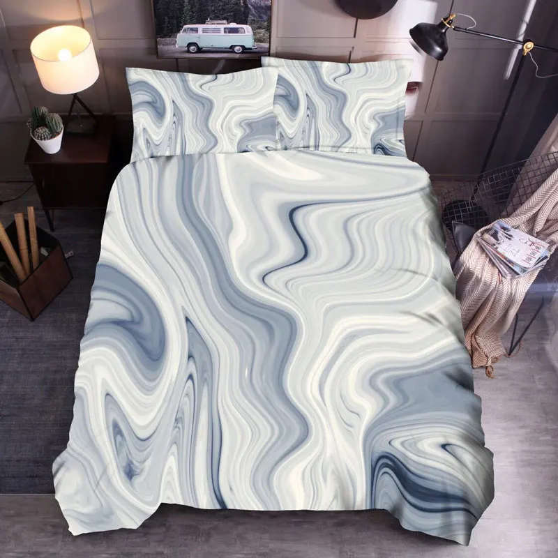 Luxury Marble Priented Bedding Set Duvet Cover Rock Stone Trendy Quilt Cover Nature Colorful Bedspread King 3-Piece