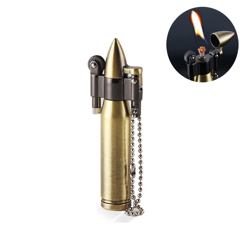 Eternal Match Retro Mini Bullet Lighters Metal Gasoline Lighter Keychain Pendant  Flame Kerosene Oil Lighter Men Gadget